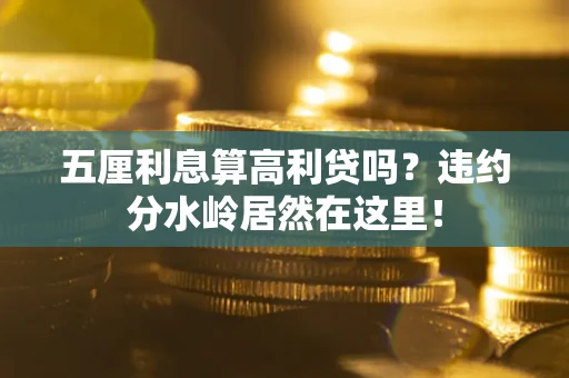 武汉五厘利息算高利贷吗？违约分水岭居然在这里！